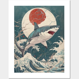 Vintage Japanese Shark 02 Posters and Art